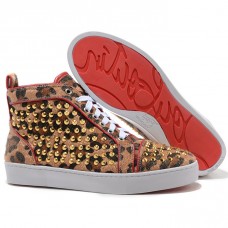 Pantofi sport Christian Louboutin Louis Gold Spikes cu imprimeu leopard