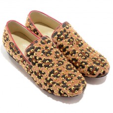 Mocasini Christian Louboutin Rollerboy Spikes cu imprimeu leopard
