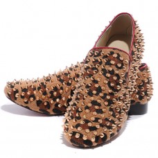 Mocasini Christian Louboutin Rollerboy Spikes cu imprimeu leopard
