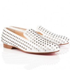 Mocasini Christian Louboutin Rollerboy Spikes albi