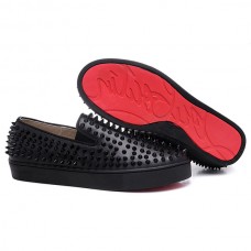 Mocasini Christian Louboutin cu crampoane și role, negri