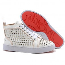 Pantofi sport Christian Louboutin Louis Silver Spikes, albi