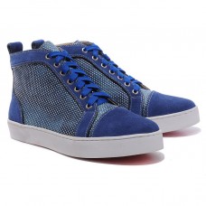 Pantofi sport Christian Louboutin Louis cu strasuri, albaștri Pantofi sport Christian Louboutin Louis cu strasuri, albaștri