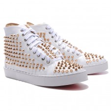 Pantofi sport Christian Louboutin Louis Gold Spikes, albi