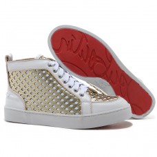 Pantofi sport Christian Louboutin Louis Spikes, albi