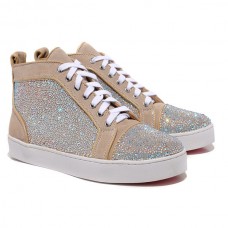 Pantofi sport Christian Louboutin Louis Strass, gri taupe Pantofi sport Christian Louboutin Louis Strass, gri taupe