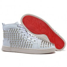 Pantofi sport Christian Louboutin Louis Spikes, albi