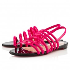 Sandale Christian Louboutin Vildo plate, roz Matador/negru