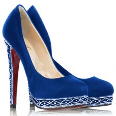 Pantofi cu toc Christian Louboutin Eugenie 120mm, albaștri Pantofi cu toc Christian Louboutin Eugenie 120mm, albaștri