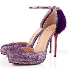 Pantofi Christian Louboutin Crazy Fur 120mm, culoare violet Pantofi Christian Louboutin Crazy Fur 120mm, culoare violet