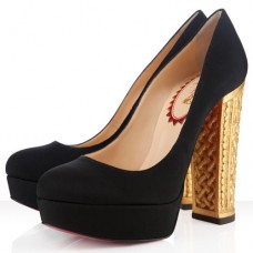 Pantofi cu toc Christian Louboutin Bois Dore 140mm Negri/Aurii