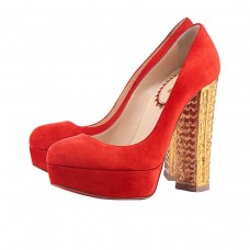 Pantofi cu toc Christian Louboutin Bois Dore 140mm roșii/aurii