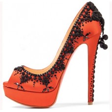 Pantofi Christian Louboutin Torero 140mm cu vârful deschis, portocalii
