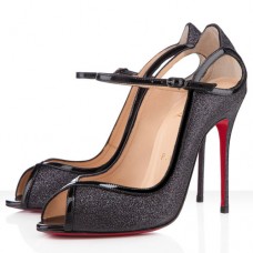 Pantofi Christian Louboutin 1en8 100mm cu vârf deschis, negri