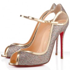 Pantofi Christian Louboutin 1en8 100mm cu vârf deschis, aurii