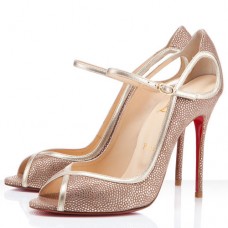 Pantofi cu toc înalt Christian Louboutin 1en8 100mm, model peep-toe, multicolori