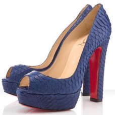 Pantofi Christian Louboutin Bambou 140mm Peep Toe Bleumarin