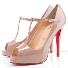Pantofi Christian Louboutin Burlina 120mm cu vârf deschis, culoare nud