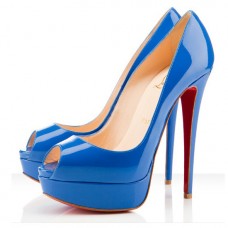 Pantofi Christian Louboutin Lady 140mm Peep Toe Albaștri Pantofi Christian Louboutin Lady 140mm Peep Toe Albaștri