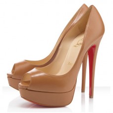 Pantofi Christian Louboutin Lady 140mm Peep Toe, gri taupe