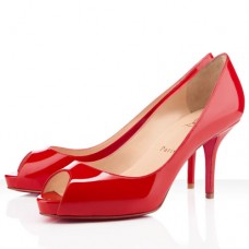 Pantofi Christian Louboutin Mater Claude 80mm cu vârful deschis, roșii Pantofi Christian Louboutin Mater Claude 80mm cu vârful deschis, roșii