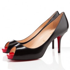 Pantofi Christian Louboutin Mater Claude 80mm cu vârf deschis, negri/roșii