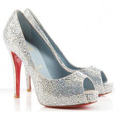 Pantofi Christian Louboutin Very Riche 120mm pentru ocazii speciale, argintii