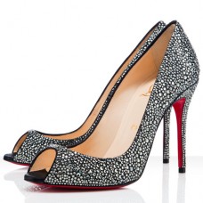 Pantofi Christian Louboutin Sexy 100mm Peep Toe Gri