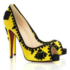 Pantofi Christian Louboutin Very Brode 120mm cu vârful deschis, galbeni Pantofi Christian Louboutin Very Brode 120mm cu vârful deschis, galbeni