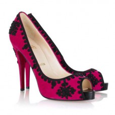 Pantofi Christian Louboutin Very Brode 120mm cu vârful deschis, Rose Matador