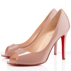 Pantofi cu toc peep-toe Christian Louboutin You You 100mm, culoare nud