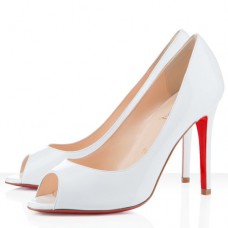 Pantofi cu toc înalt Christian Louboutin You You 100mm, cu vârf deschis, albi Pantofi cu toc înalt Christian Louboutin You You 100mm, cu vârf deschis, albi