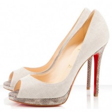 Pantofi Christian Louboutin Yolanda 120mm cu vârf deschis, bej