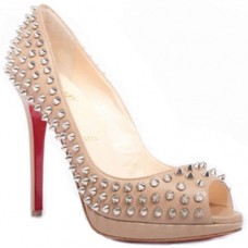 Pantofi Christian Louboutin Yolanda Spikes 120mm cu vârf deschis, roz