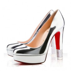 Pantofi Christian Louboutin cu toc înalt, argintii, 140 mm