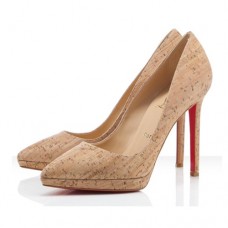 Pantofi cu toc Christian Louboutin Pigalle Plato 120mm, culoare naturală
