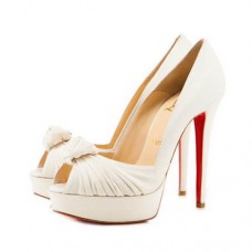 Christian Louboutin Greissimo 140mm Peep Toe Pompe Albe Christian Louboutin Greissimo 140mm Peep Toe Pompe Albe