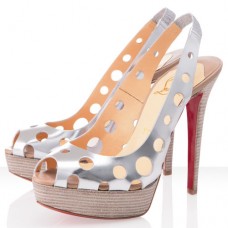 Pantofi Christian Louboutin Ginza 140mm cu vârf deschis, Argento