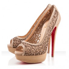 Pantofi Christian Louboutin Pampas 140mm cu vârf deschis, bej