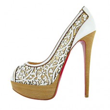 Pantofi Christian Louboutin Pampas 140mm cu vârful deschis, albi Pantofi Christian Louboutin Pampas 140mm cu vârful deschis, albi