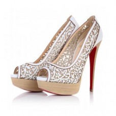 Pantofi Christian Louboutin Pampas 140mm cu vârful deschis, albi Pantofi Christian Louboutin Pampas 140mm cu vârful deschis, albi