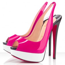Pantofi sport Christian Louboutin Lady Peep 140mm, model roz Matador/alb Pantofi sport Christian Louboutin Lady Peep 140mm, model roz Matador/alb