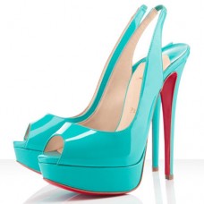 Pantofi sport Christian Louboutin Lady Peep 140mm Slingbacks Turcoaz