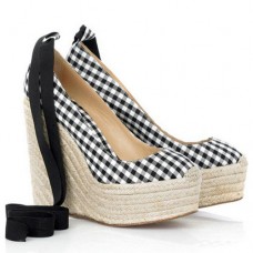 Pantofi cu platformă Christian Louboutin Formentera Gingham 140mm Negri/Albi Pantofi cu platformă Christian Louboutin Formentera Gingham 140mm Negri/Albi