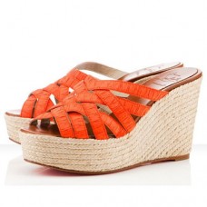 Christian Louboutin Crepon 100mm Wedges Portocaliu