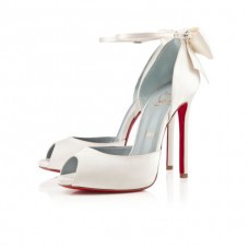 Pantofi Christian Louboutin Dos Noeud 120mm pentru ocazii speciale, alb-negru Pantofi Christian Louboutin Dos Noeud 120mm pentru ocazii speciale, alb-negru
