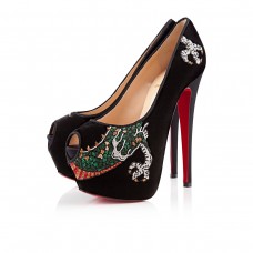 Pantofi Christian Louboutin Highness 160mm cu vârf deschis, negri