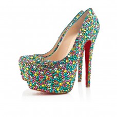 Pantofi Christian Louboutin Highness Strass 160mm cu vârf deschis, multicolori