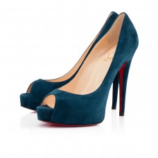Pantofi Christian Louboutin Vendome 120mm cu vârful deschis, albaștri Pantofi Christian Louboutin Vendome 120mm cu vârful deschis, albaștri
