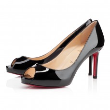 Pantofi Christian Louboutin No Matter 80mm cu vârful deschis, negri Pantofi Christian Louboutin No Matter 80mm cu vârful deschis, negri